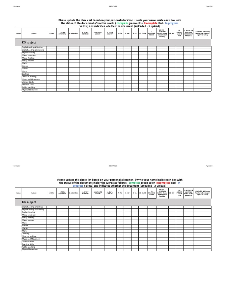 Teacher Check List Report For 14th Jan PDF Phonics Teachers