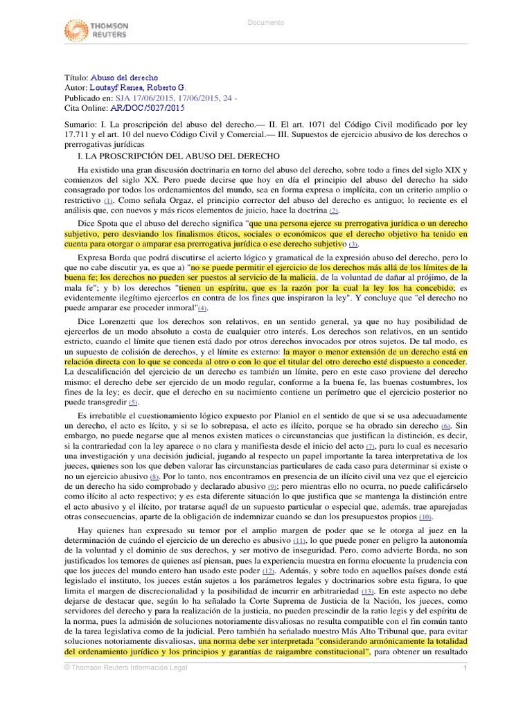 Abuso del Derecho en el Código Civil | PDF | Moralidad | Ciencias Políticas