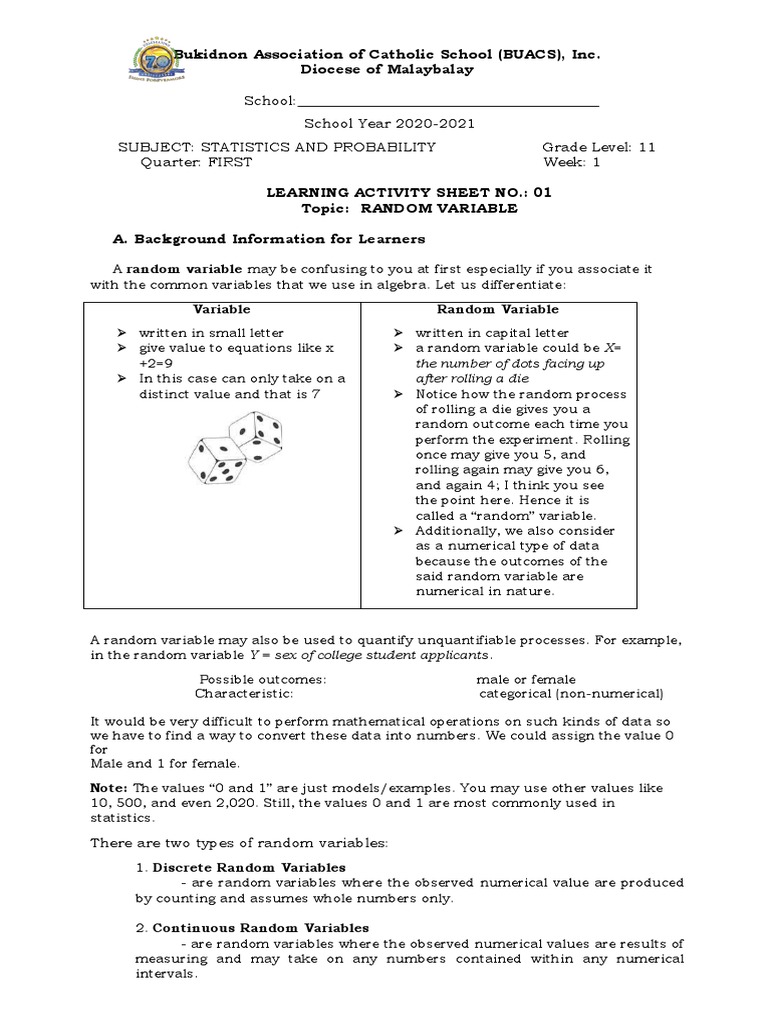 Understanding Random Variables in Statistics | PDF | Sampling ...