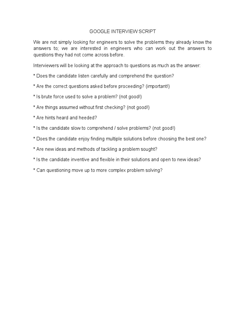 Google Interview Script | PDF