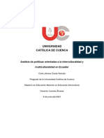 Análisis de Políticas Orientadas a La Interculturalidad y Multiculturalidad en Ecuador Tarea 3