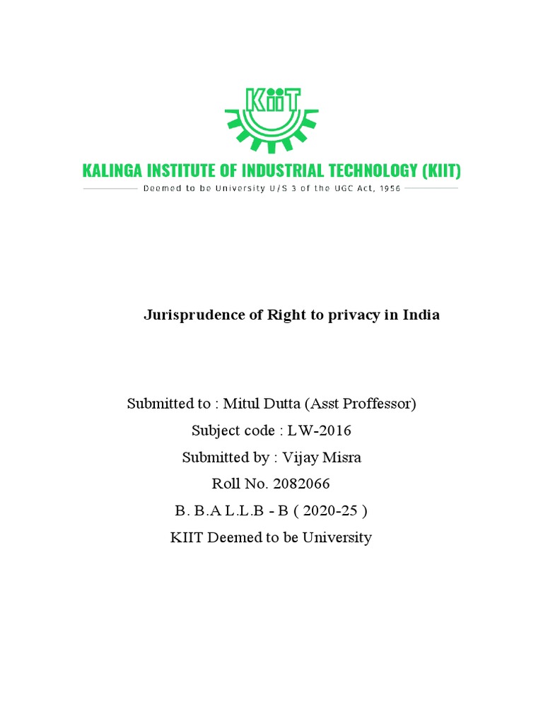 Right to Privacy Jurisprudence in India | PDF | Privacy | Right To Privacy