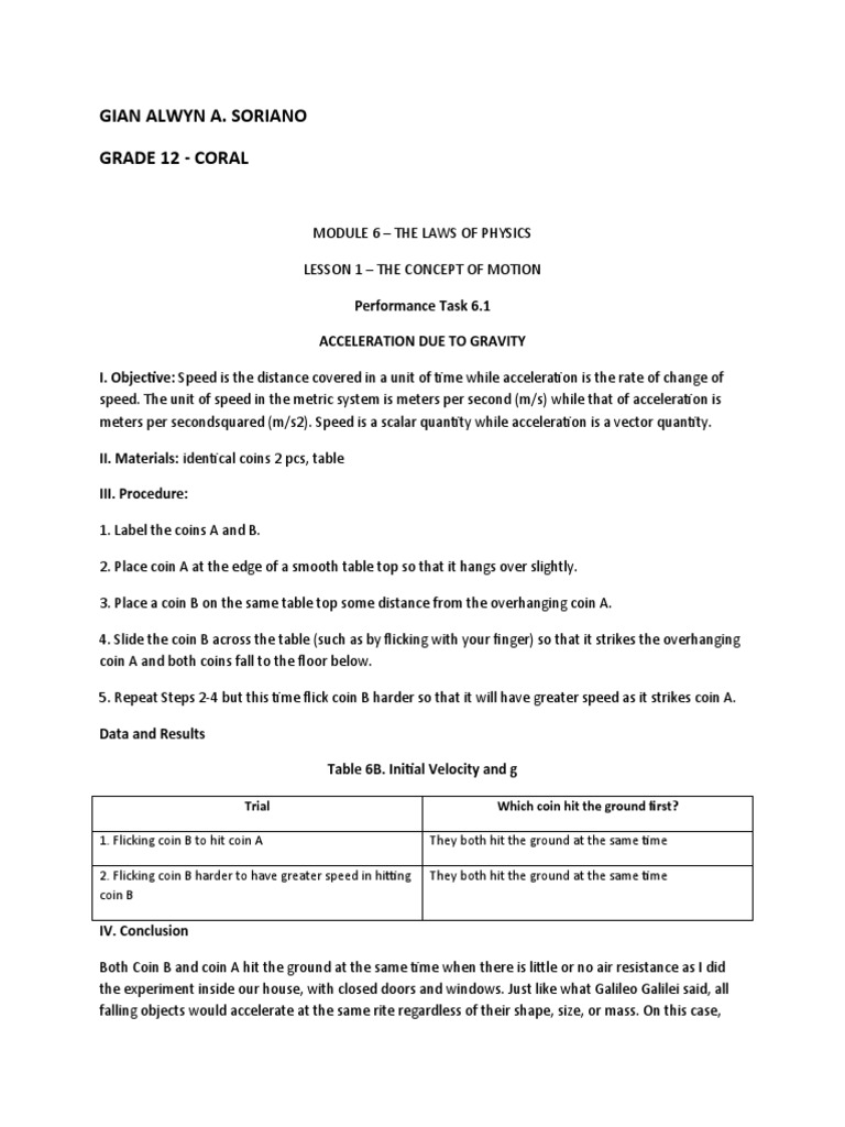 MODULE 6 - THE LAWS OF PHYSICS-WPS Office | PDF | Acceleration | Speed