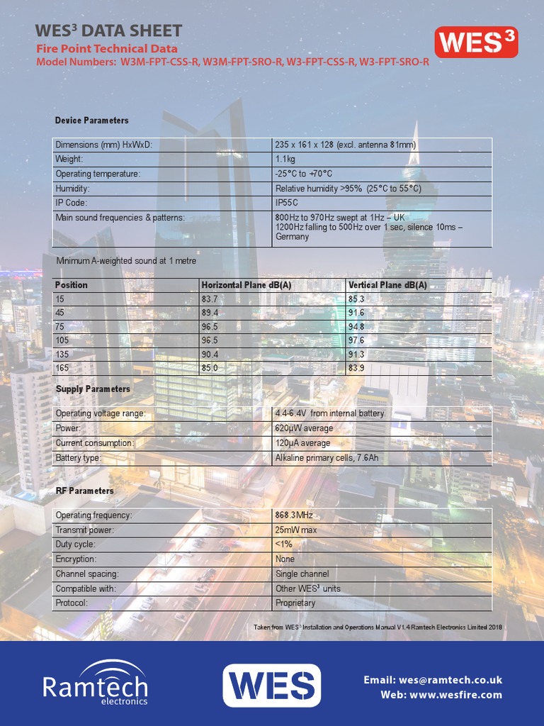WES3 Fire Alarm System Data Sheet | PDF | Electrical Engineering ...