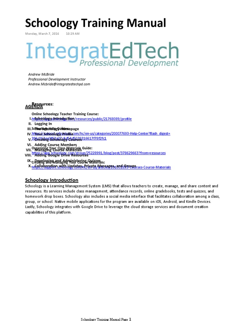 Schoology Training Manual Pdf Computing Software
