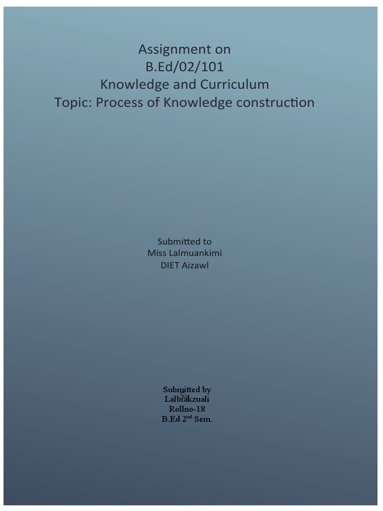 assignment of knowledge and curriculum