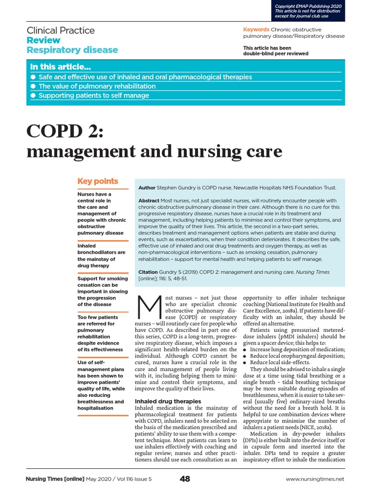 COPD 2 Management and Nursing Care | PDF | Chronic Obstructive ...