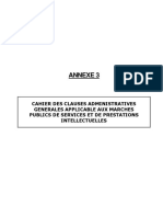 Clauses administratives Génerales applicables aux marchés publics de services et de prestation intellectuelles