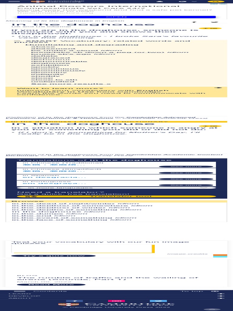 In The DOGHOUSE Meaning in The Cambridge English Dictionary PDF Semantics Lexicography