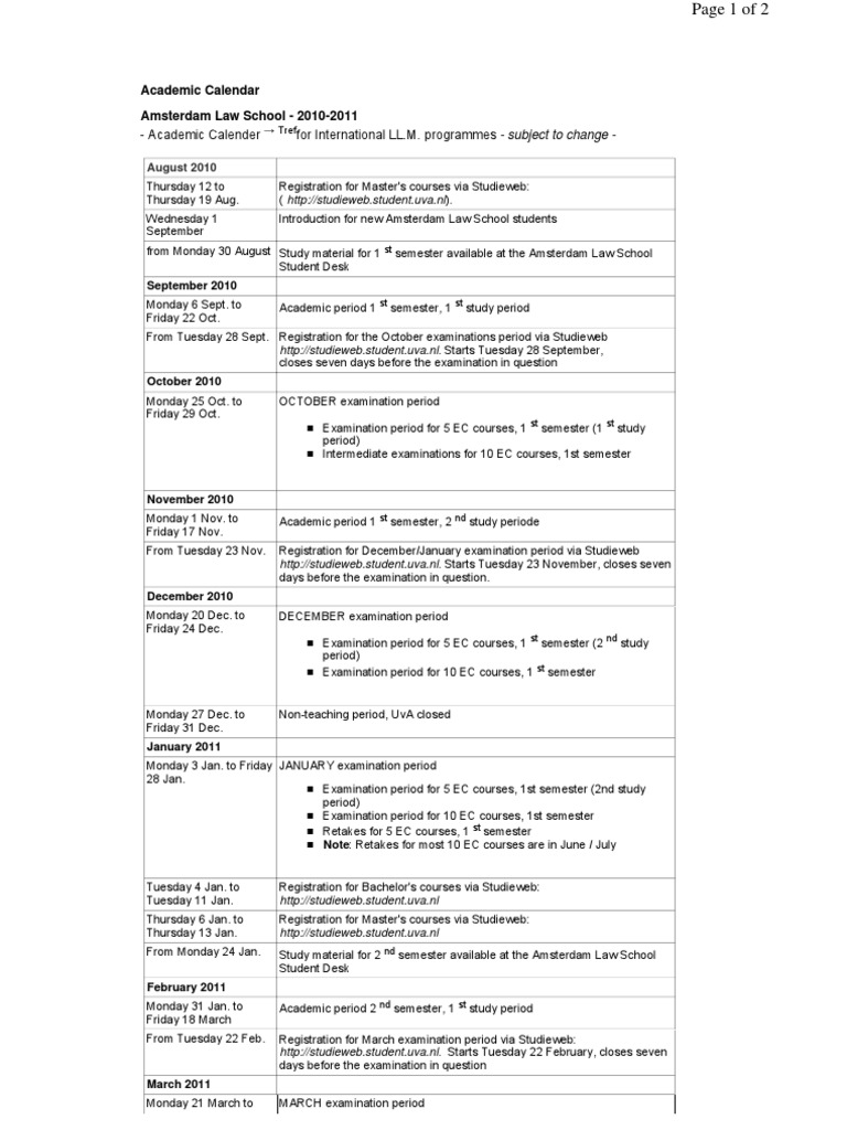 Academic Calender.com