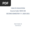 HEALTH EDUCATION PrelimsChapter2Lesson1,2,3