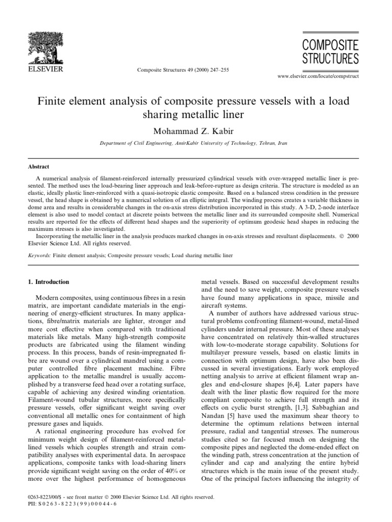 Finite Element Analysis of Composite Pressure Vessels With A Load ...