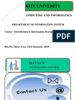 Wolkite University College of Computing and Informatics Department of Information System Course: An Introduction to Information Storage and Retrieval