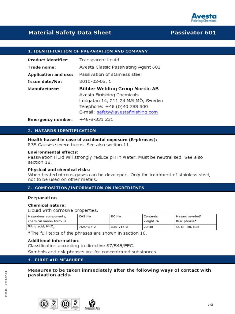 Stainless Steel Passivation Guide | PDF | Dangerous Goods | Water