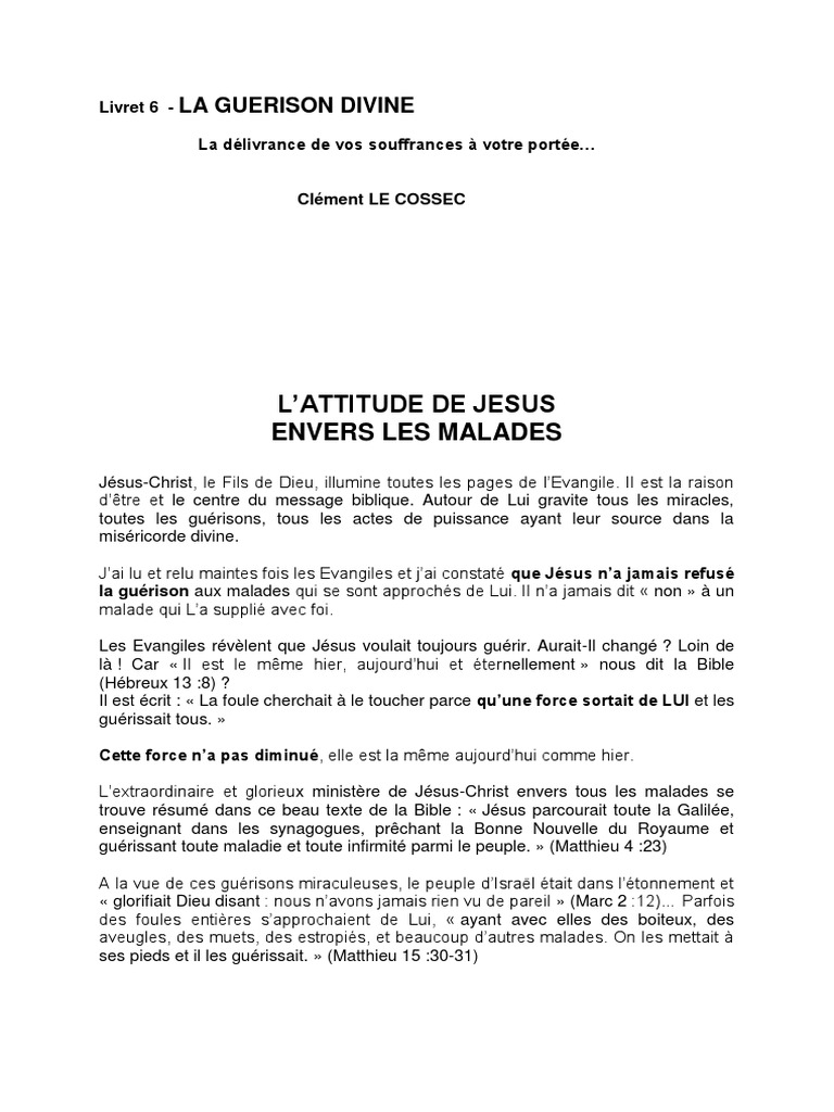 La Guérison Divine par la Foi | PDF | Jésus | Prière