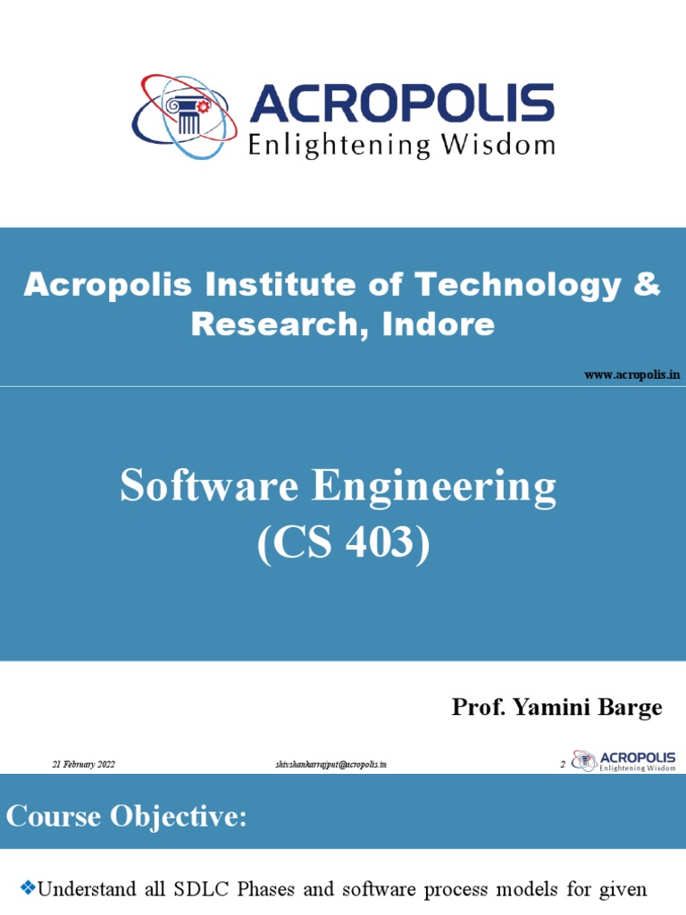 Software Engineering CS403 Unit-I | PDF | Software Development Process ...