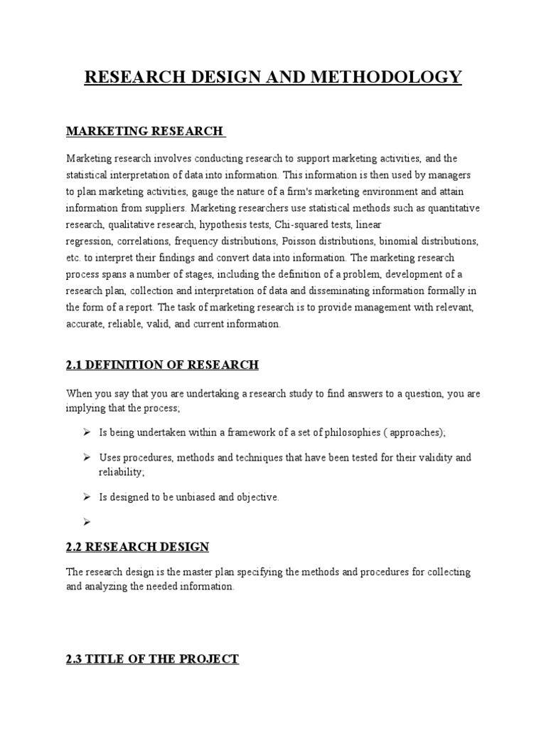 Research Design and Methodology | PDF | Marketing Research | Research