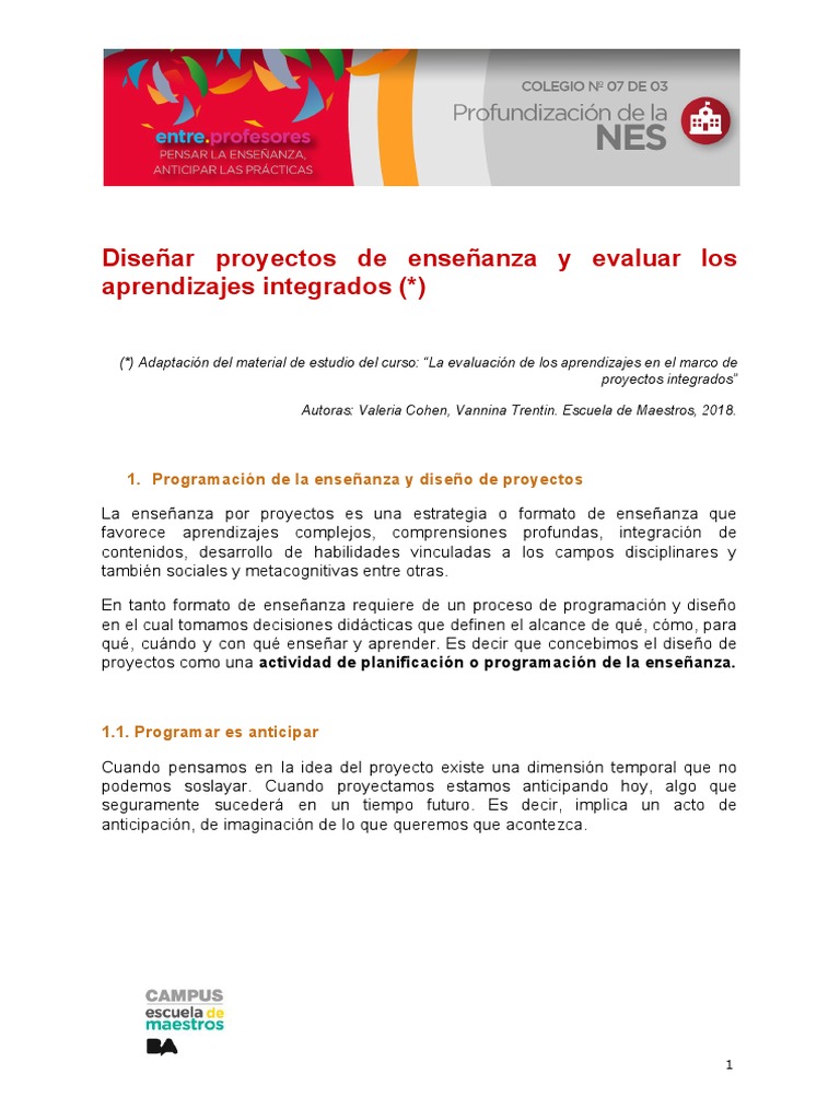 Diseño de Proyectos Integrados | PDF | Evaluación | Conocimiento