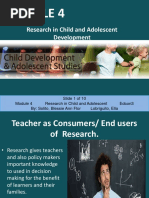 The Child and Adolescent Learners and Learning Principle Module 4 Research in Child and Adolescent Development