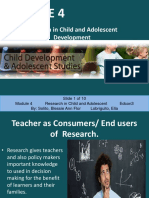 The Child and Adolescent Learners and Learning Principle Module 4 Research in Child and Adolescent Development