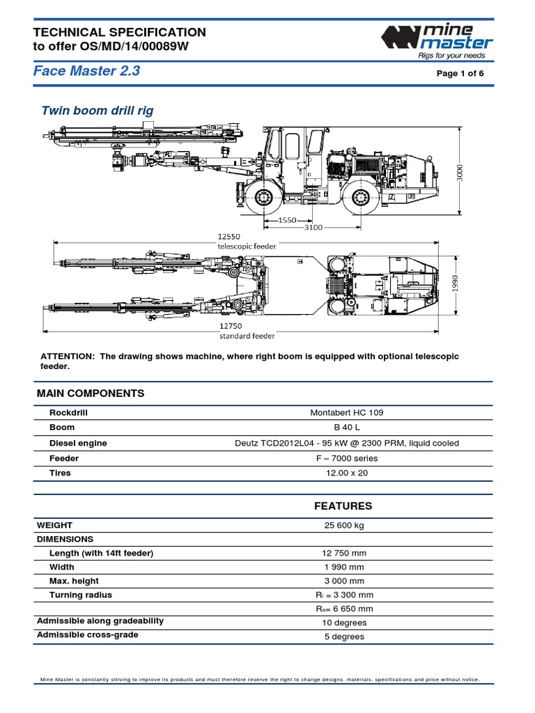 Face Master 2.3 Technical Specs | PDF | Transmission (Mechanics) | Pump