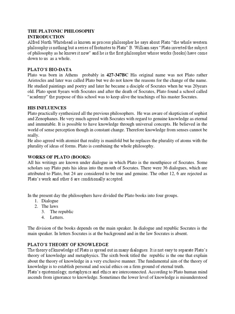 Platonic Philosophy Summary , Knowledge and Ignorance of Self in ...