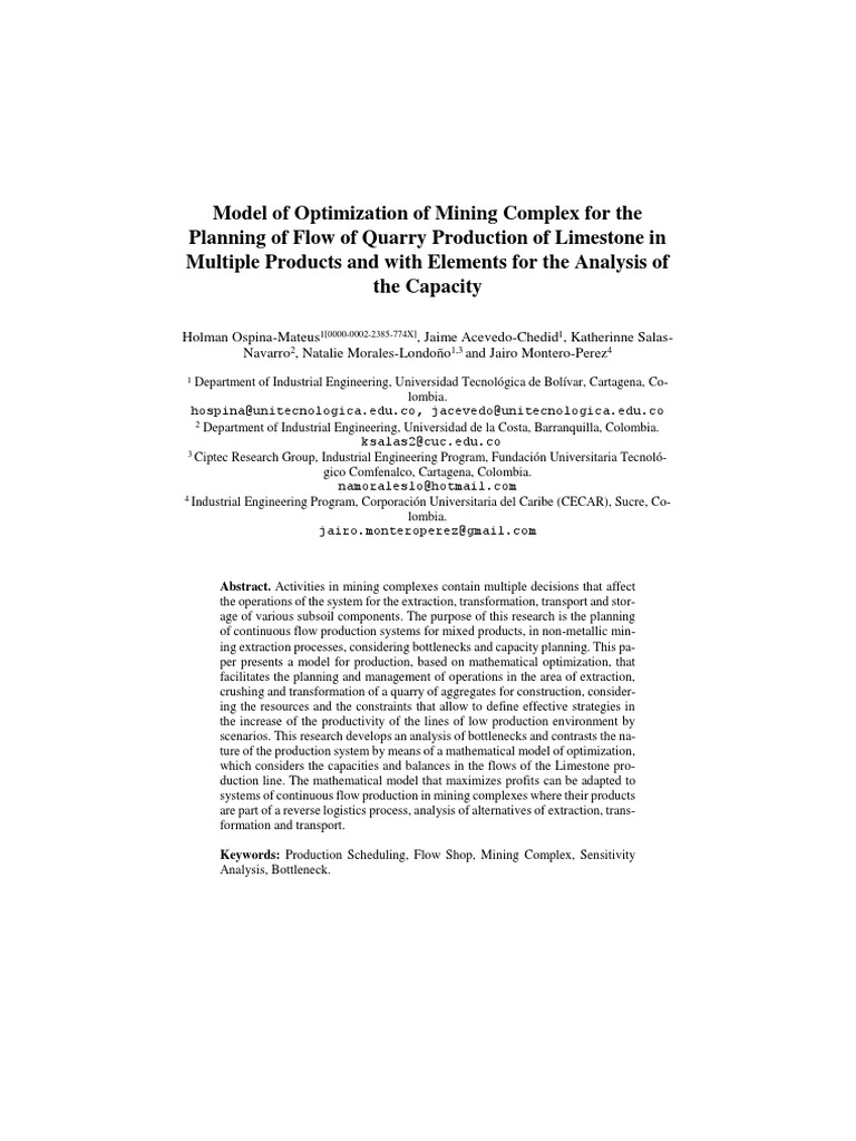 Model Of Optimization Of Mining Complex For The Planning Of Flow Of