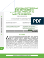 Plantas Medicinales Utilizadas Con Fines de Prevención Durante La Pandemia de La COVID-19 en Perú: Una Revisión