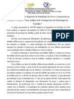 Resenha do Artigo OS IMPACTOS DA PANDEMIA DO NOVO CORONAVÍRUS NO TRABALHO OFFSHORE UMA ANÁLISE SOB A PERSPECTIVA DA PSICOLOGIA DO TRABALHO