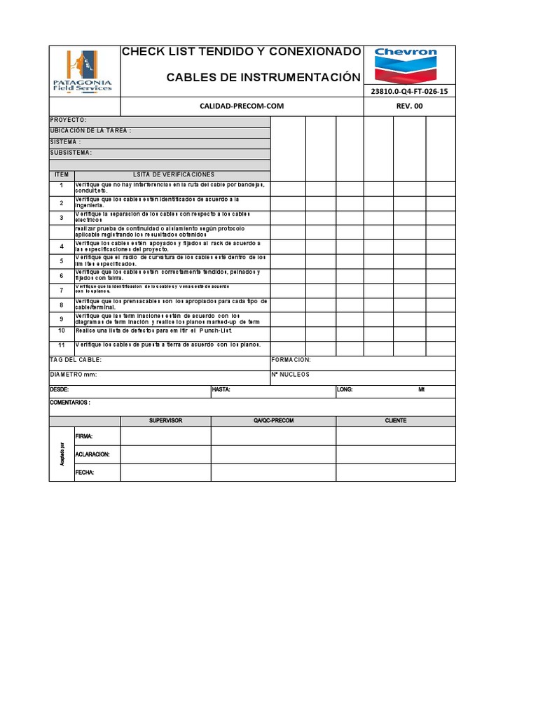 Checklist para Instalación de Cables | PDF | Ingeniería Informática ...