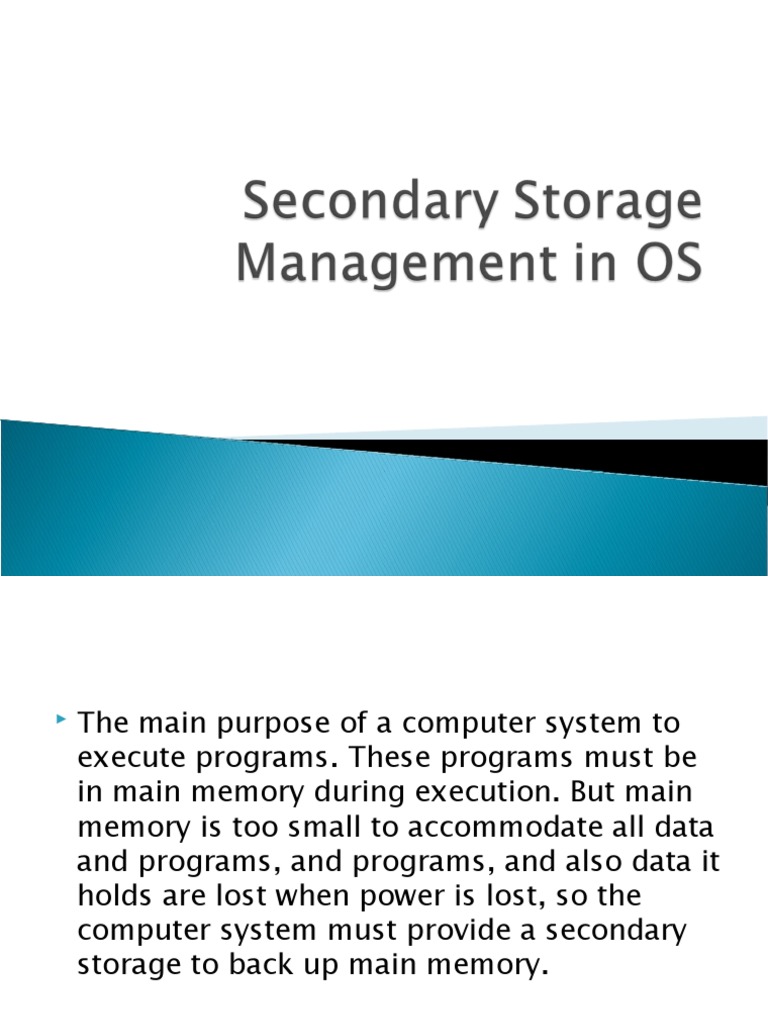 Secondary Storage Management in OS PDF