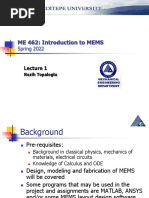 ME 462: Introduction To MEMS: Spring 2022