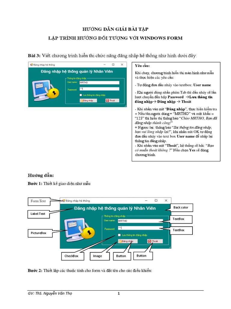 Huong Dan Giai Bai Tap Phan 3 - Windows Form | PDF