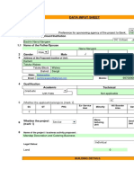 Data Input Sheet: 1.1 Name of The Applicant/Institution