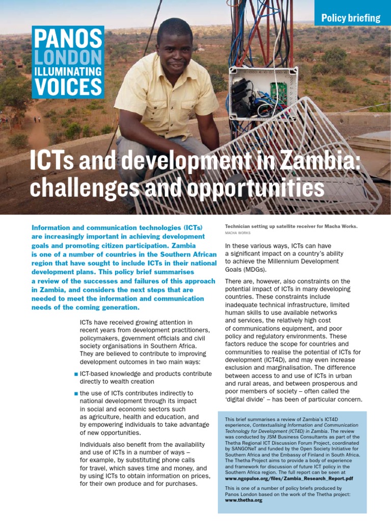 ICTs and Development in Zambia: Challenges and Opportunities  PDF  Internet Access  Internet 