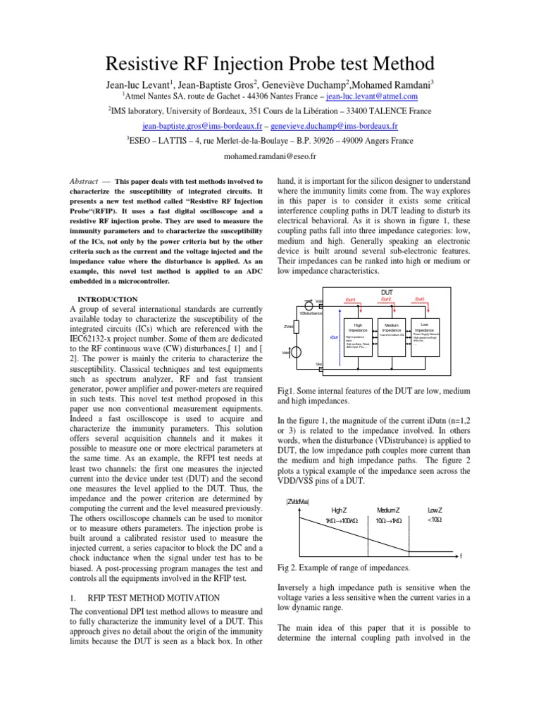 Resistive RF Injection Probe Method | PDF | Analog To Digital Converter ...
