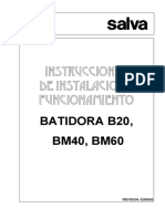 Instrucciones de instalación y funcionamiento para batidoras B20, BM40 y BM60