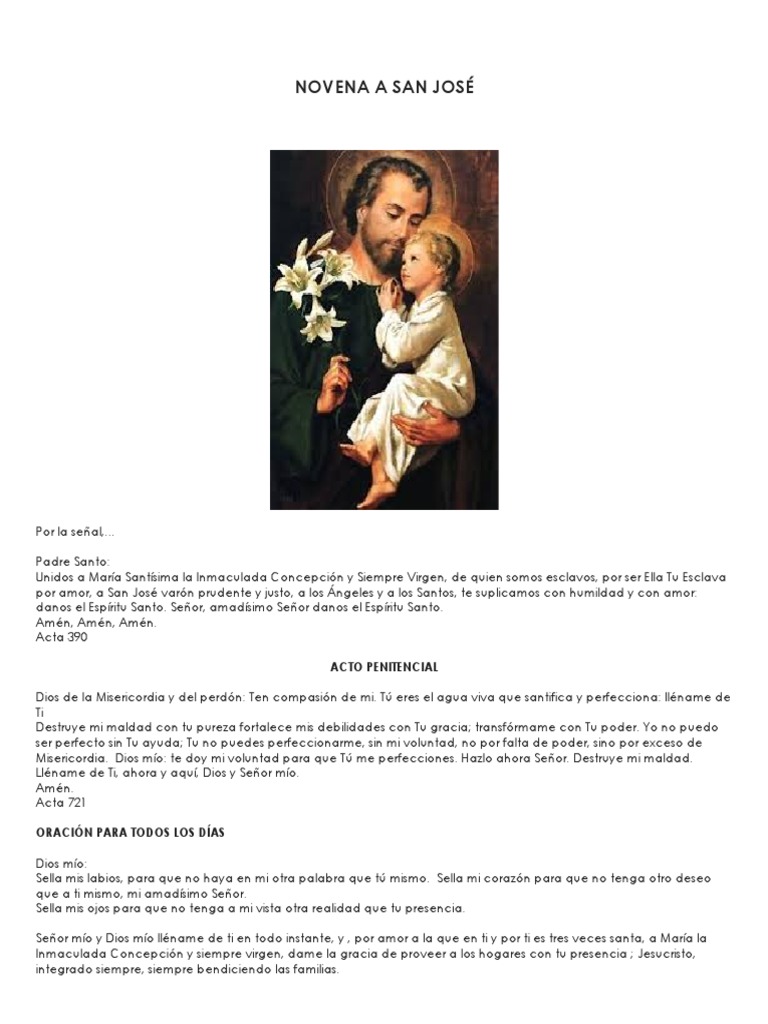 Novena a San José: Oraciones y Reflexiones | PDF | María, madre de ...