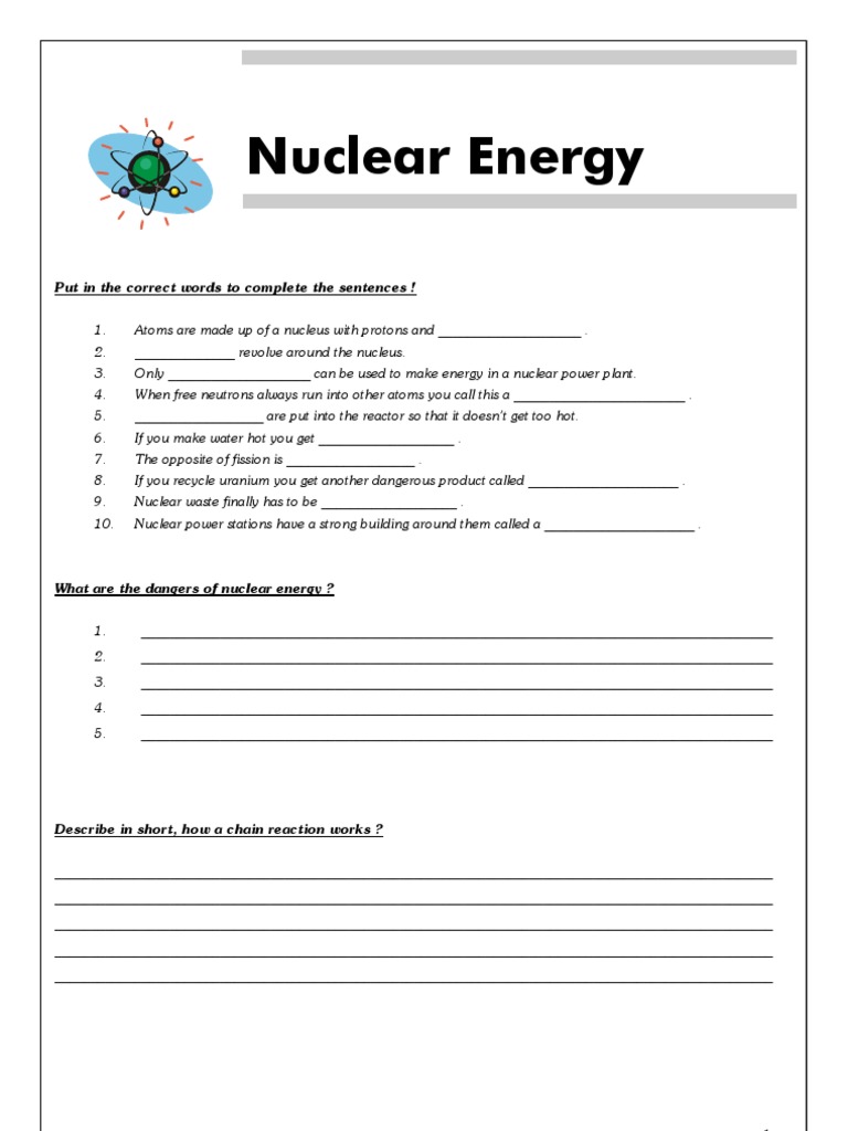 Nuclear Energy Exercises | PDF | Nuclear Reactor | Nuclear Power