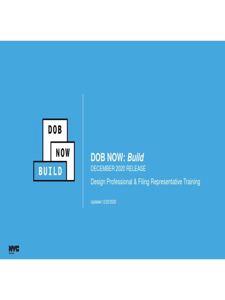 Training on the december 2020 release of dob now build pdf