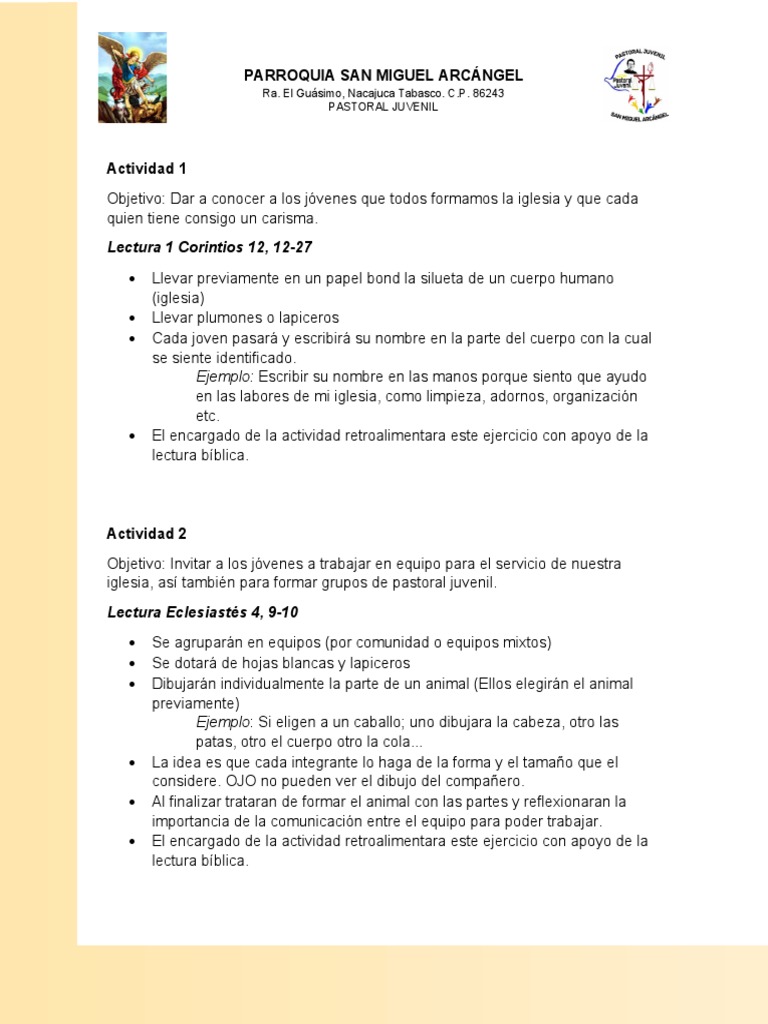 Actividades de Pastoral Juvenil en Nacajuca | PDF | Dios