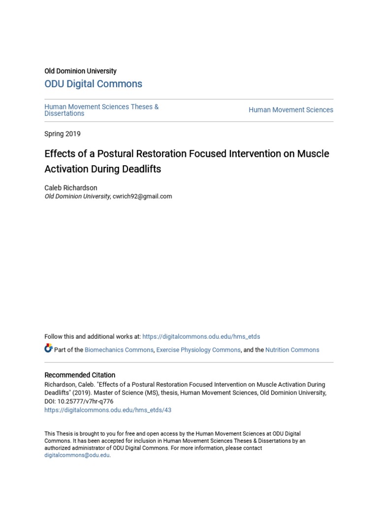 Effects of A Postural Restoration Focused Intervention On Muscle | PDF ...