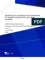 Guidance Exemption From Quarantine Specific Workers Who Are Close Contacts