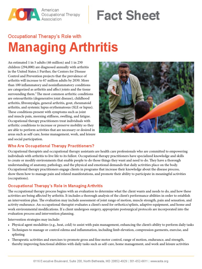 Managing Arthritis Fact Sheet PDF Arthritis Occupational Therapy
