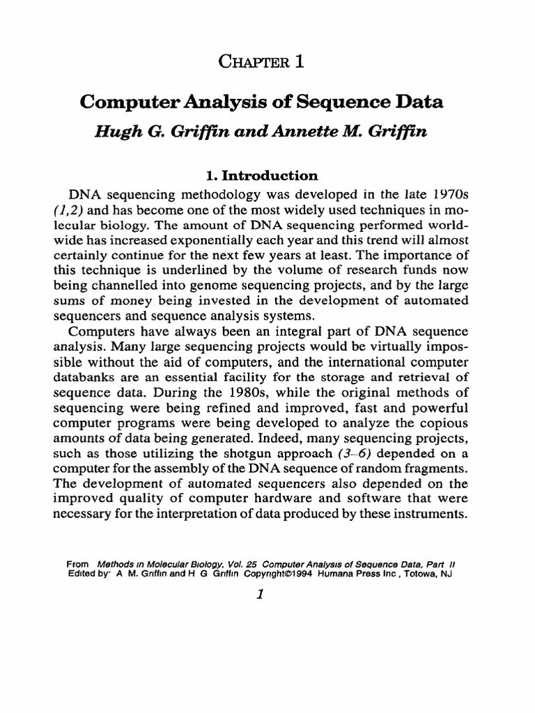 Computer Analysis of Sequence Data Part II (Methods in Molecular ...