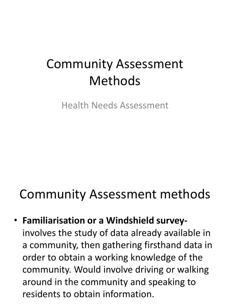Community Assessment Methods PDF Community Needs Assessment