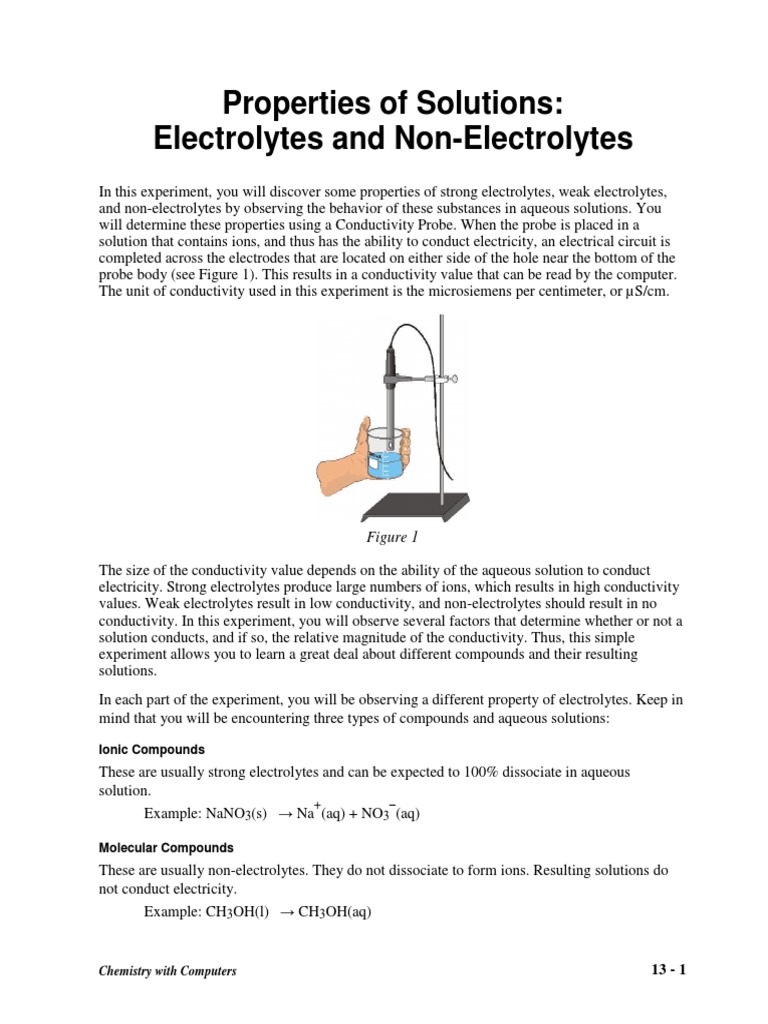 Properties of Solutions Electrolytes and NonElectrolytes Ionic