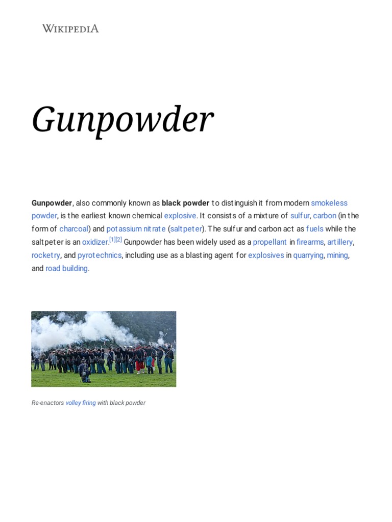 Gunpowder - Wikipedia | PDF | Gunpowder | Mughal Empire