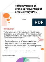 Effectiveness of Progesteron in Prevent of Preterm Delivery (PTD)