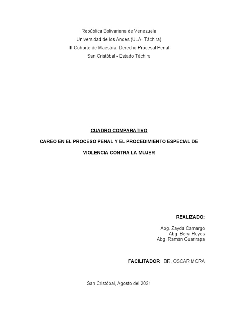 Cuadro Comparativo Careo | PDF | Procedimiento Criminal | Sentencia (ley)